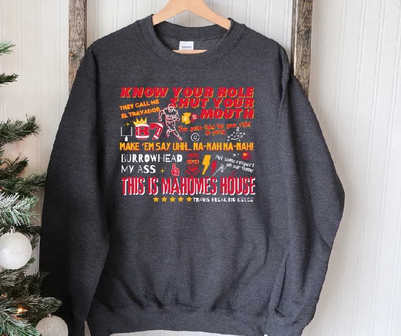 Long Sleeve Office Shirts-Kelce Quotes Dark Grey Sweatshirt