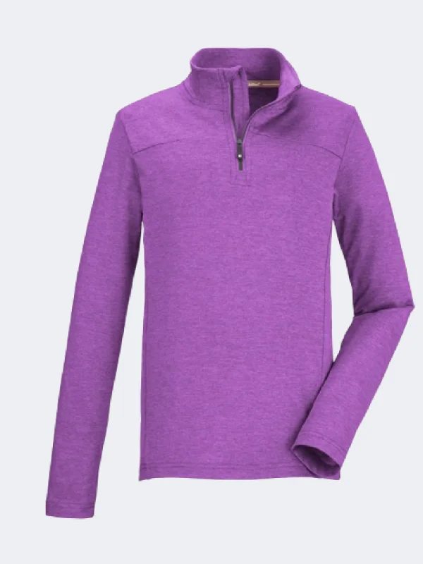 Long Sleeve Pullover Sweatshirts-Killtec Ksw 189 Girls Skiing Long Sleeve Neon Pure Orchid