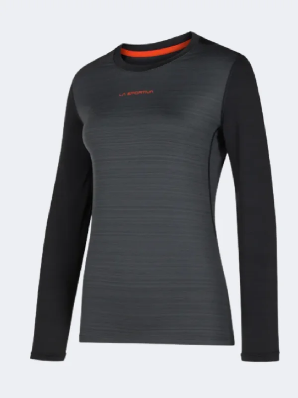 Long Sleeve Bartender Shirts-La Sportiva Tour Women Hiking Long Sleeve Carbon/Cherry Tomato