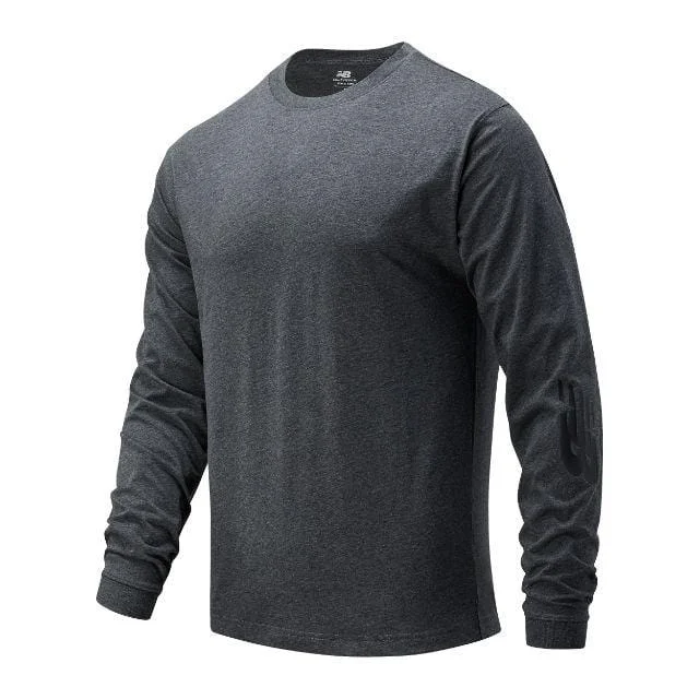 Long Sleeve Manga Shirts-New Balance Core Long Sleeve Men Lifestyle Long Sleeve Heather Charcoal