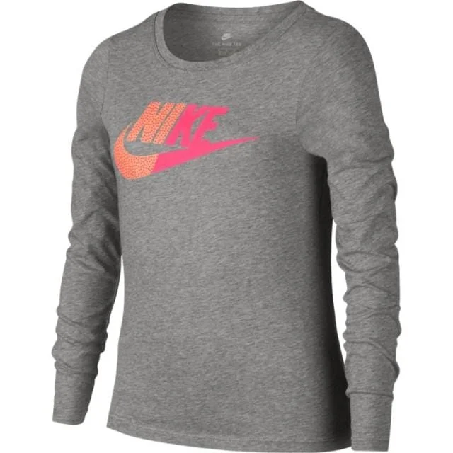 Long Sleeve Halloween Shirts-Nike Girls' Training 923636-063 Nsw Split Futura Hoodie