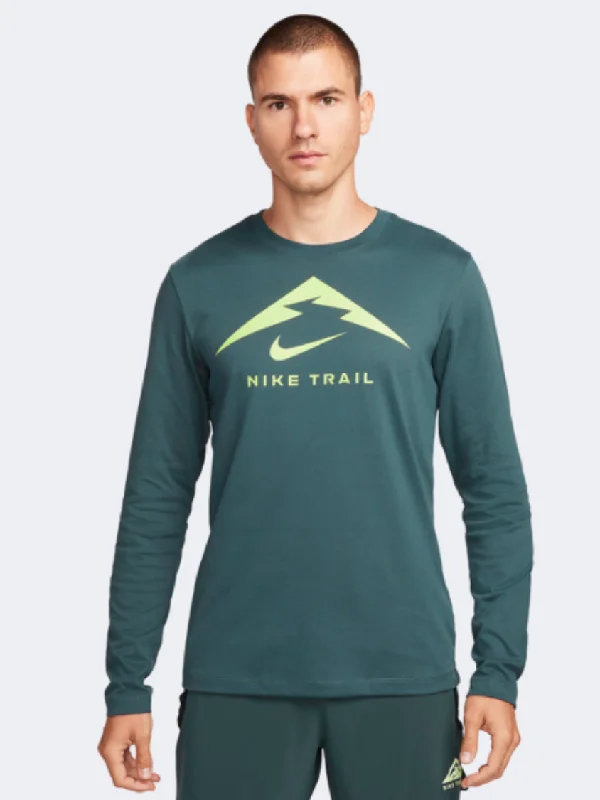 Long Sleeve Military Shirts-Nike One Dri-Fit Men Running Long Sleeve Deep Jungle