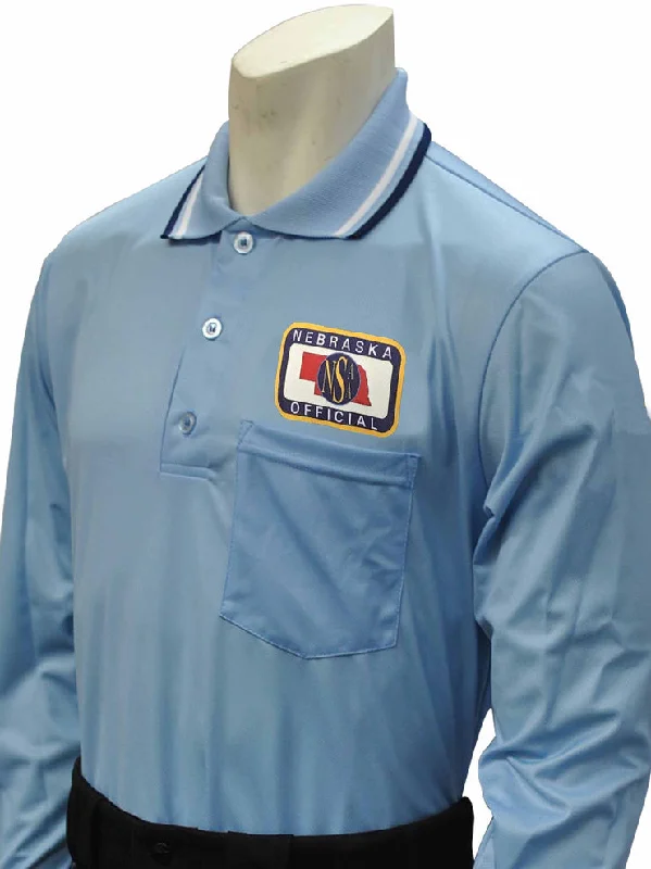 Long Sleeve Fleece Shirts-NSAA Baseball Umpire Long Sleeve Shirt - Powder Blue