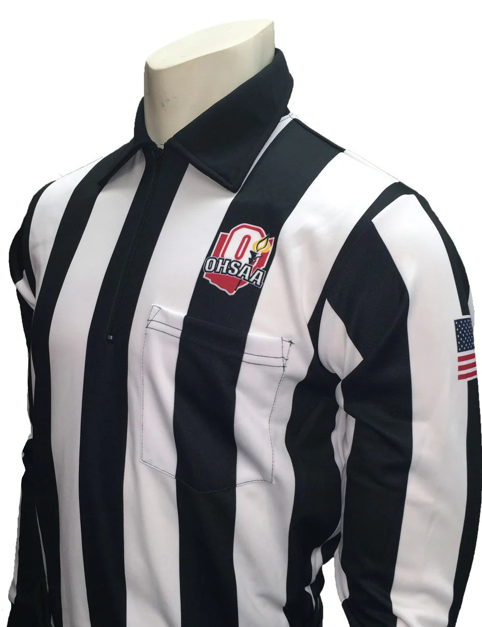 Long Sleeve Thermal Shirts-Ohio (OHSAA) Smitty 2 1/4" Stripe Football Referee Long Sleeve Shirt