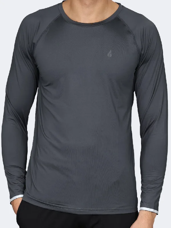 Long Sleeve Urban Shirts-Oil And Gaz Round Neck Men Fitness Long Sleeve Anthracite