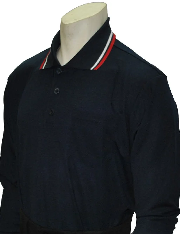 Long Sleeve Embroidered Shirts-Performance Mesh Umpire Long Sleeve Shirt - Navy