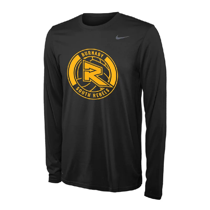 Long Sleeve Zip-Up Sweatshirts-Rebels Volleyball Nike® Legend Performance Long Sleeve Tee - Black