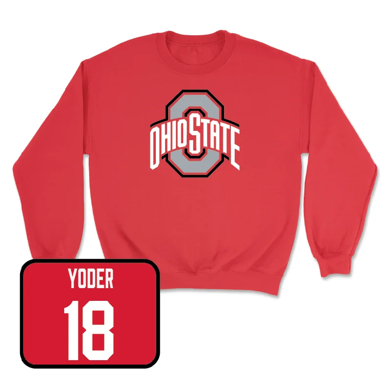 Long Sleeve Holiday Shirts-Red Women's Volleyball Team Crew  - Abby Yoder