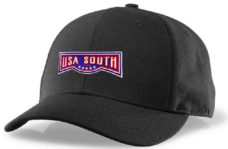 Embroidered Hat for Men-Richardson Black 6-Stitch Base Umpire Hat (USA SOUTH)