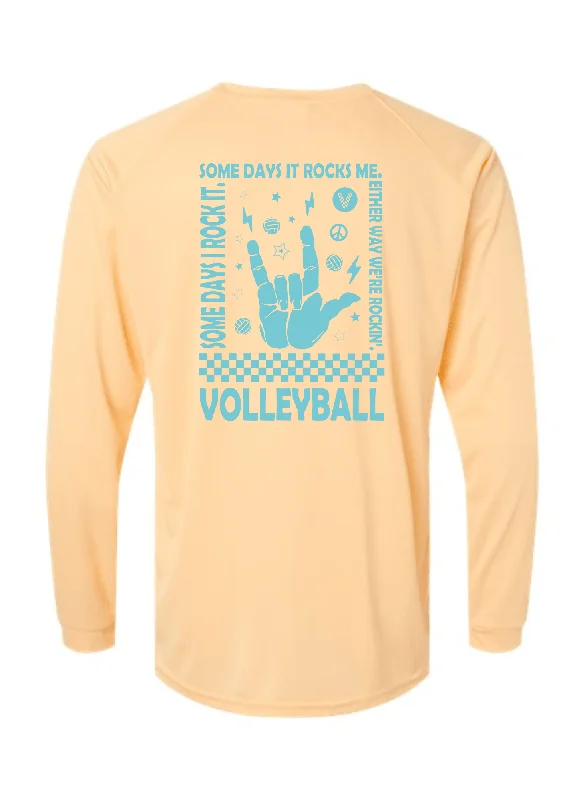 Long Sleeve Bible Verse Shirts-Rock On Volleyball Dri-fit