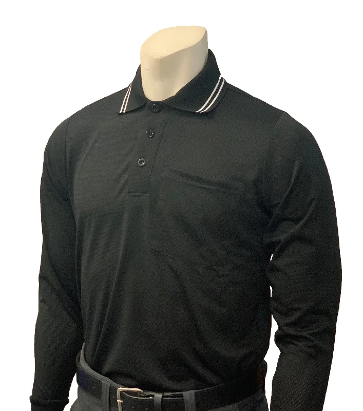 Long Sleeve Fraternity Shirts-Smitty Body Flex Long Sleeve Black Umpire Shirt