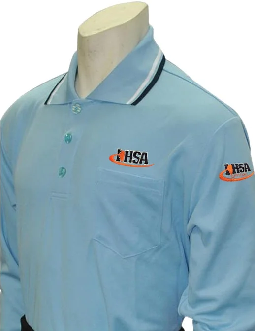 Long Sleeve Muscle Car Shirts-Smitty Body Flex Long Sleeve Powder Blue Umpire Shirt (IHSA)