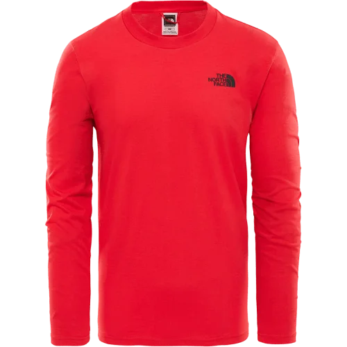 Long Sleeve Company Logo Shirts-The North Face Easy Tee Men Lifestyle Long Sleeve Red