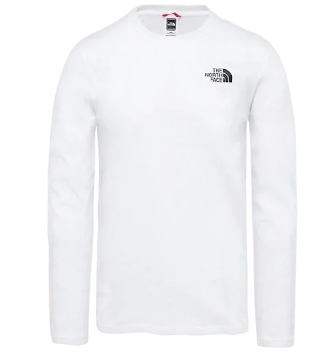 Long Sleeve Embroidered Shirts-The North Face Easy Tee  Men Lifestyle Long Sleeve White/Black