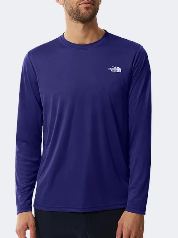 Long Sleeve Outdoor Shirts-The North Face Rea Amp Men Training Long Sleeve Lapis Blue