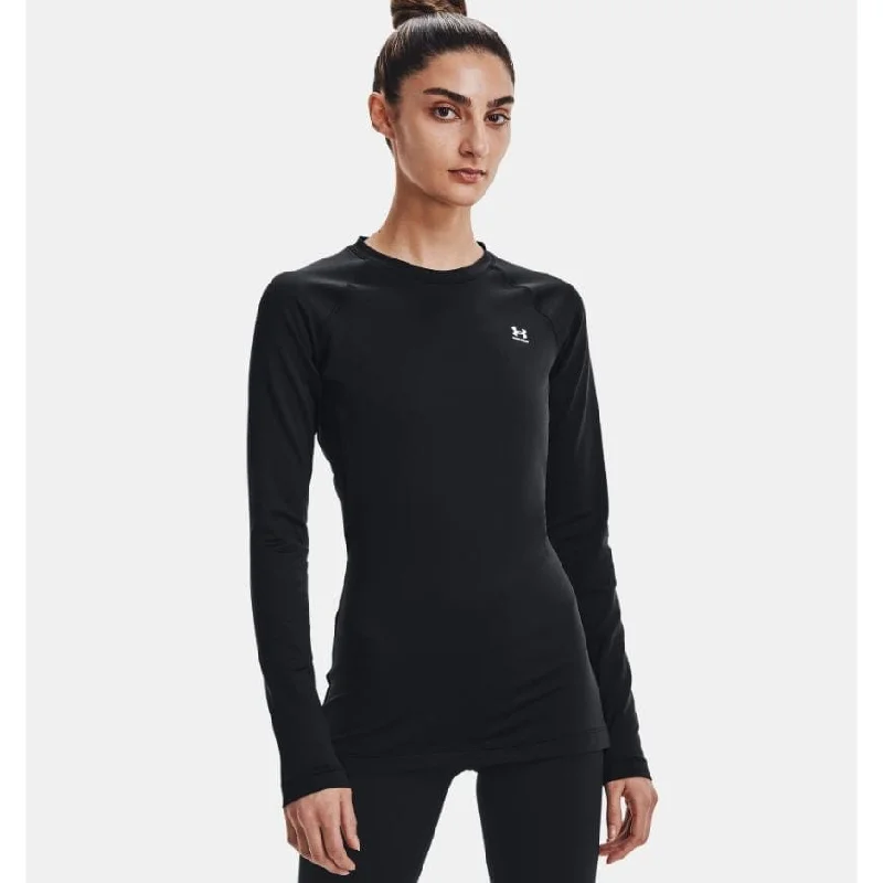 Long Sleeve Skate Shirts-Under Armour Coldgear® Authentics Crew Women Training Long Sleeve Black/White