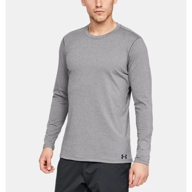 Long Sleeve Valentine's Day Shirts-Under Armour Coldgear Fitted Crew Men Training Long Sleeve Charcoal Light Heather Ua1332491-019