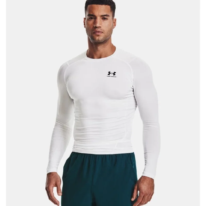 Long Sleeve Moto Shirts-Under Armour Heatgear® Men Training Long Sleeve White