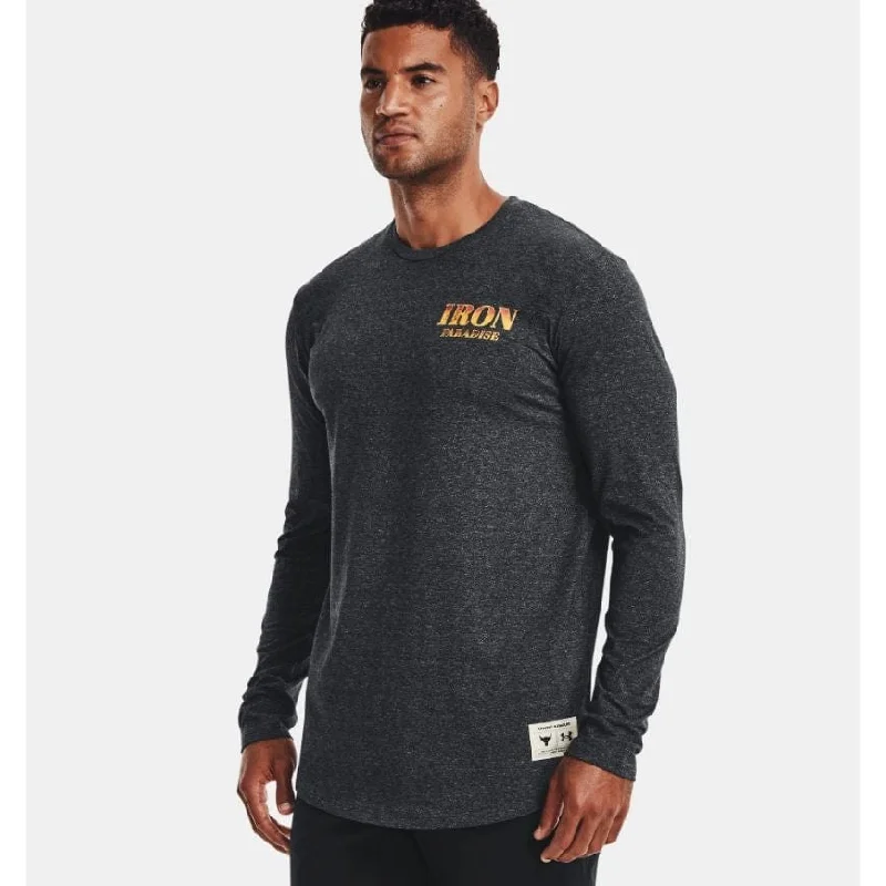 Long Sleeve Snowboarding Shirts-Under Armour Project Rock Outlaw Men Training Long Sleeve Black/Grey