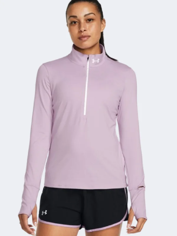 Long Sleeve Space Shirts-Under Armour Qualifier Run 12 Women Running Long Sleeve Purple/Reflective