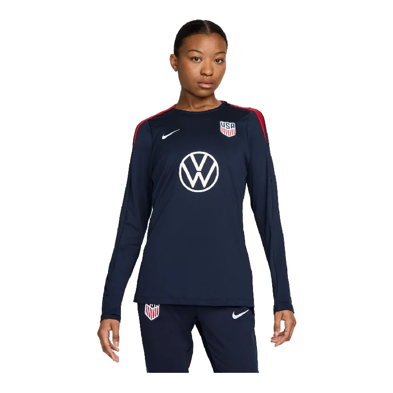 Long Sleeve Checkered Shirts-Women's Nike USWNT VW Strike Long Sleeve Navy Top