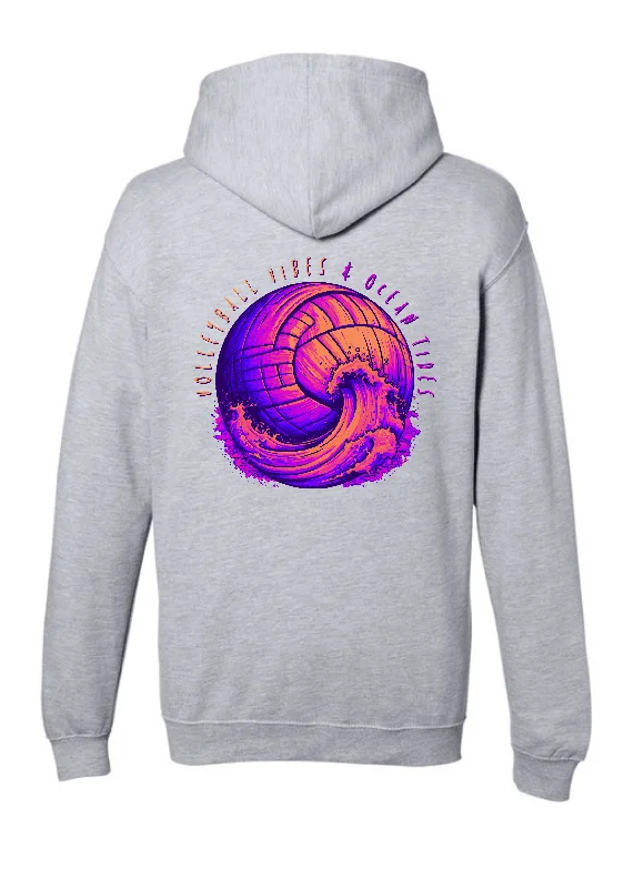 Long Sleeve Retro Shirts-Volleyball Vibe Hoodie