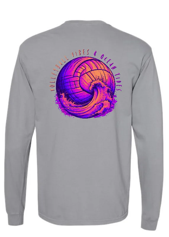 Long Sleeve Hipster Shirts-Volleyball Vibes Long Sleeve