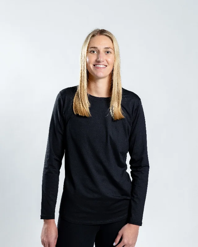 Long Sleeve University Shirts-Women’s Long Sleeve Crew Neck Court Tee