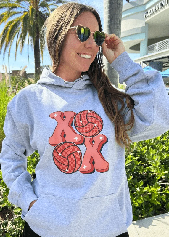 Long Sleeve Flannel Shirts-XOXO Volleyball Hoodie