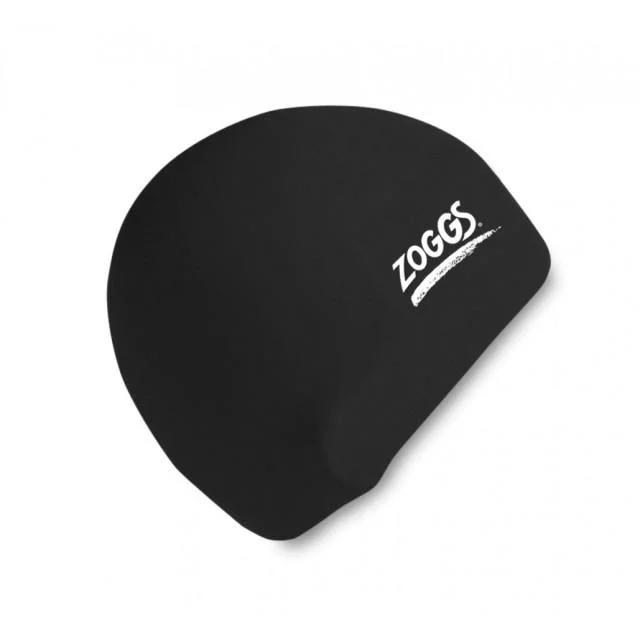 Foldable Hat for Women-Zoggs Unisex Swimming Silicone Black Swim Cap