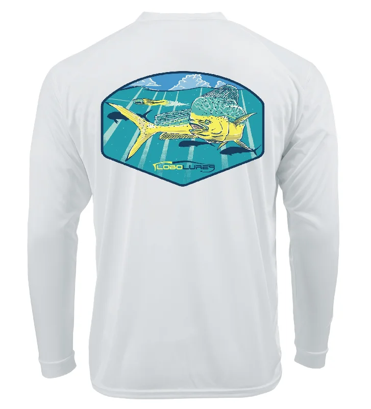 Long Sleeve Linen Shirts-Lobo Lures Bully Mahi Lifestyle Fishing Long Sleeve Performance UPF50+ Dri-fit T-Shirt