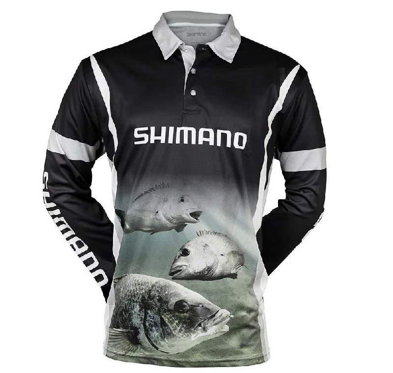 Long Sleeve Polo Shirts-Shimano Brenious Bream Sublimated Fishing Shirt 3XL