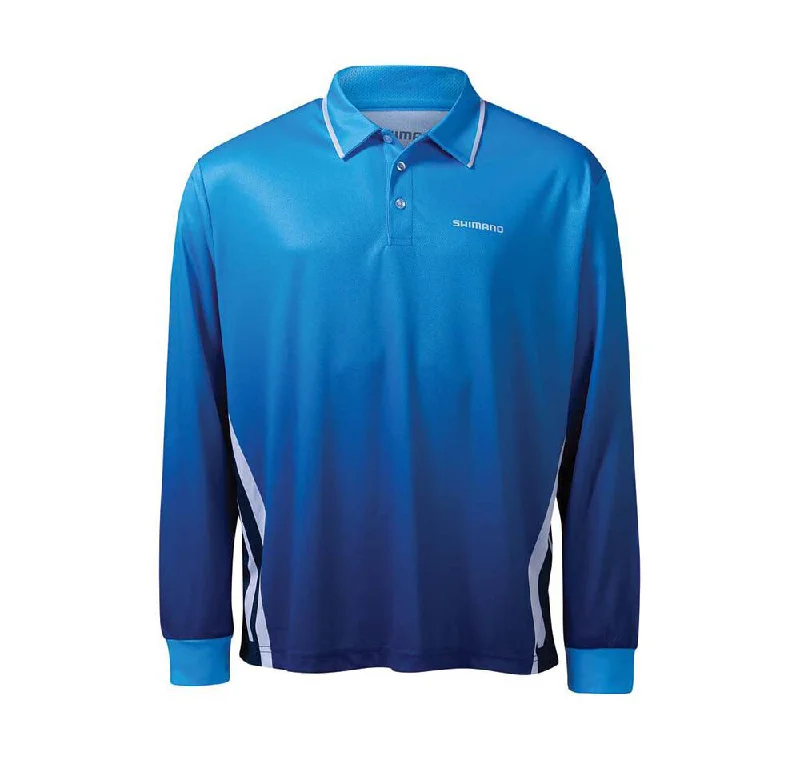 Long Sleeve Memorial Day Shirts-Shimano Corporate Cyan Sublimated Fishing Shirt