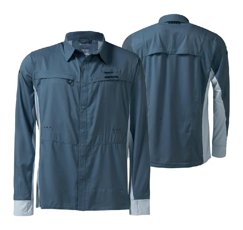 Long Sleeve Muslim Shirts-Shimano Pro Stretch Vented Fishing Shirt Navy