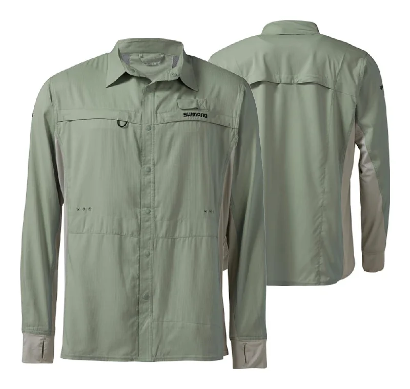 Long Sleeve Religious Shirts-Shimano Pro Stretch Vented Fishing Shirt Seafoam