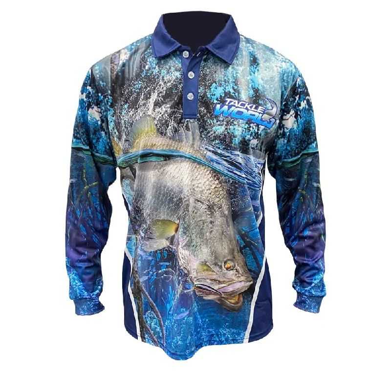 Long Sleeve Cat Dad Shirts-Tackle World Angler Series Barra V2 Adults Fishing Shirt