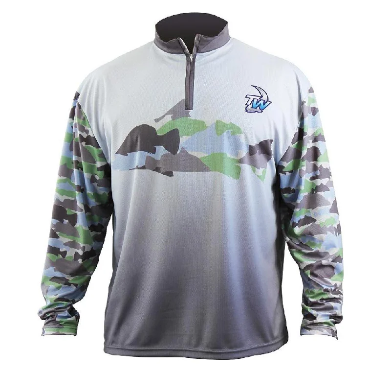 Long Sleeve Fitted T-Shirts-Tackle World Camo Barra Kids Fishing Shirt