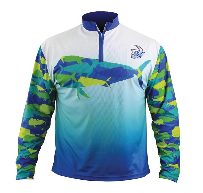 Long Sleeve Golf Shirts-Tackle World Camo Dolphinfish Adult Fishing Shirts