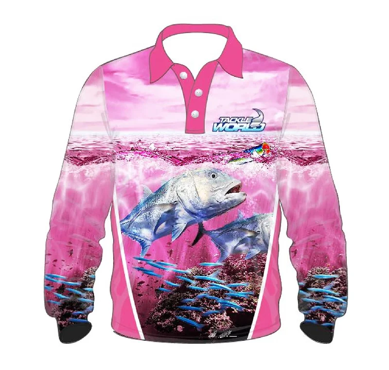 Long Sleeve Moon Phase Shirts-Tackle World GT Pink Girls Fishing Shirt