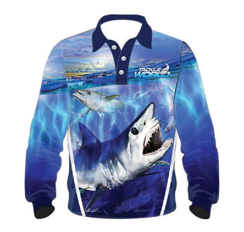 Long Sleeve Inspirational Shirts-Tackle World Mako Shark Adults Fishing Shirt