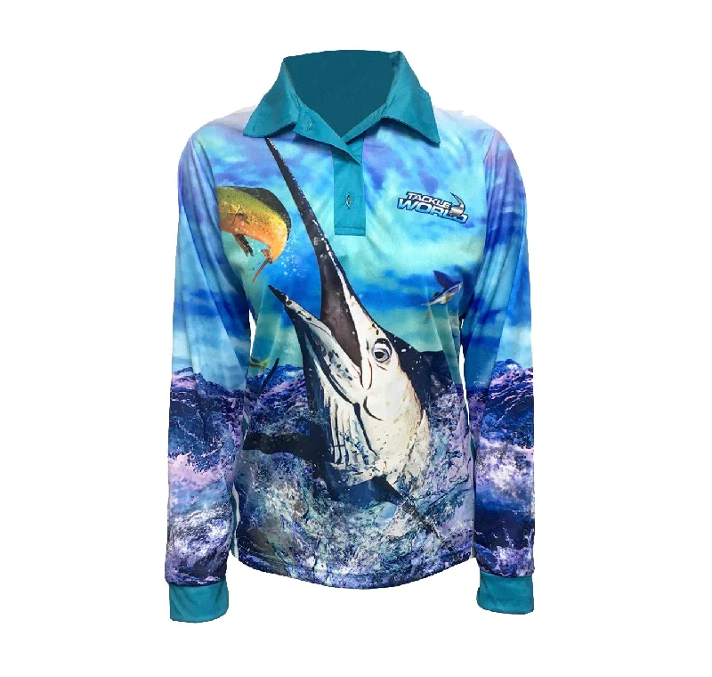 Long Sleeve Denim Shirts-Tackle World Marlin Girls Fishing Shirts